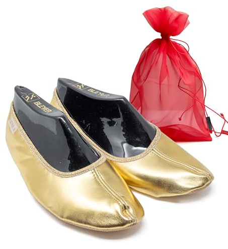 DanzaVinci Bundle Bleyer Gymnastikschläppchen 5540 Sporti mit Chiffonbeutel, Gold, 40, Gymnastikschuhe mit Gummisohle, Schläppchen für Bauchtanz