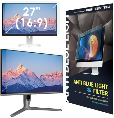 LAMA Pellicola protettiva anti-luce blu per monitor da 27 pollici, pellicola protettiva per display con blocco della luce blu, protezione per gli occhi, protezione antiriflesso 16:9 (598 x 337 mm)