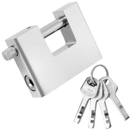 QWORK® Lucchetto Antiscasso, 70 mm Lucchetto con 3 Chiavi, Lucchetti Impermeabili Esterni, per Capannone, Catena, Cancello, Garage, Contenitore
