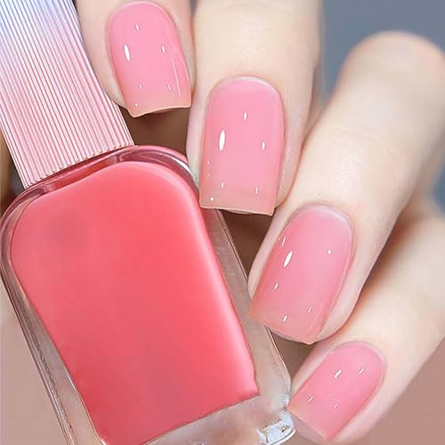 Translucent Pale Pink Jelly Nail Polish - Quick Dry, Long Lasting, and Breathable - Oil-Based Formula, No Need for Nail Lamp - 60 Seconds Dry Time