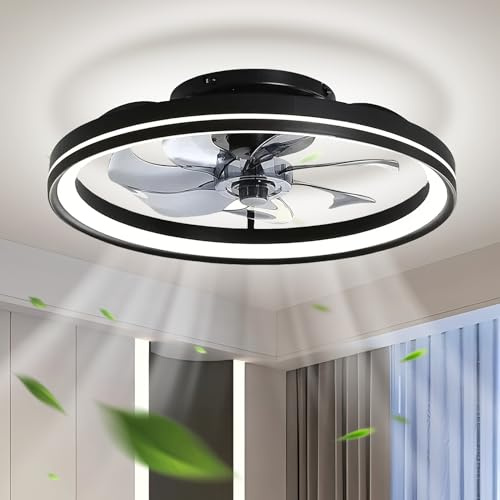 EKDADL 50CM Ventilador de Techo con Mando a Distancia, Ventilador con Luz Lámpara LED, Motor DC 48W LED 3000K-6000K, Velocidad del Viento ajustable 6, Adecuado para 10㎡-15㎡ Cocina, Dormitorio