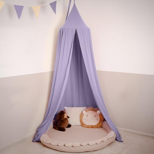 lilimaus Baldakin barnrum [i 12 färger] – sänghimmel av 100 % bomull, handgjord muslin, för flickor och pojkar – babysänghimmel som babyrumsdekoration – gardin för barnsäng, gosig hörna