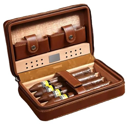 Personalized Travel Cigar Humidor Custom Leather Cigar Humidor Kit Cedar Wood Lined for Men