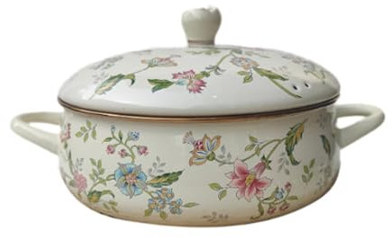 MagiDeal Emaille-Kochtopf, Kochgeschirr, Topf, emailliert, leicht zu reinigen, Retro-Slow-Cooker-Topf für Gasherde, Herd, Induktion