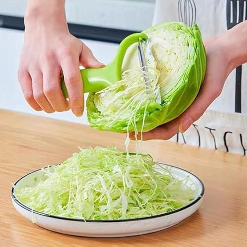 Green Cabbage Shredder,Vegetable Cutter Cabbage Slicer,Stainless Steel Fruit Vegetable Potato Peeler Cabbage Graters Kitchen Must Have for Home Restaurants Graters,Peeling,Grating and Slicing Tools