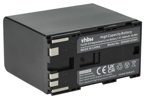 vhbw Batterie Remplacement pour Canon BP-975, BP-955 pour caméra vidéo caméscope (6600mAh, 7,4V, Li-ION)