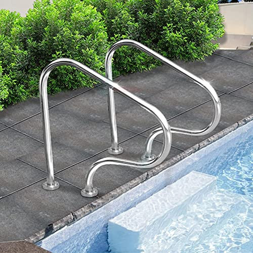 Pasamanos de piscina – Barandilla de seguridad de acero inoxidable para escaleras de piscina, piscina interior al aire libre, spa, parque acuático – Kit completo con asa de agarre – 1 pieza