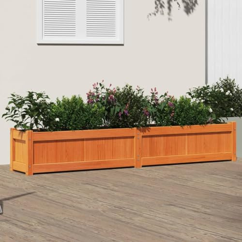 Festnight Jardinière Bois Extérieur jardinieres Exterieur Bac a Fleur Bois Carré Potager en Bois Bac Potager Surélevé Potager pour Cultiver Fleurs Herbes Plantes-Bois de pin brun-180x31x31 cm