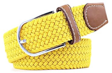 Risdany Herren- und Damengürtel, geflochtener elastischer Gürtel, Outdoor-Sport, Segeltuchgürtel, Arbeitsgürtel,Gelb, 3,3 cm x 107 cm