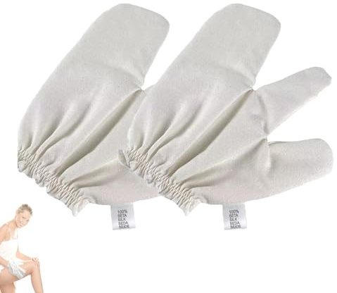 Garshana Handschuhe Rohseide Massagehandschuhe Ayurvedische Massage, 2025 Neuer Seiden-Peelinghandschuh, Seidenhandschuhe mit elastischen Handgelenkbändern