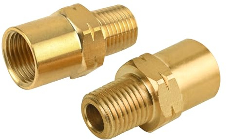 XwaYexa 2 Pack Inert Arc Adapters, 1/4 (NPT) Thread Brass Argon Hose Fittings Argon Hose Connection, Argon Regulator Fittings Connection for Inert Gas Welder Hoses Tubes