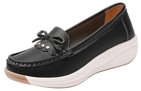 Generisch Scarpe basse da donna in rete con fiocco, traspiranti, per matrimonio, business, Nero , 42 EU