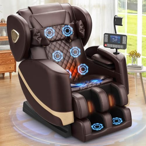 FURNIMAT Massagesessel Ganzkörper, Zero Gravity Relaxsessel Massagestühle mit Taillen- und Beinheizung, Komfort-Airbags, Fußrollen, 10 Massagerollen, Bluetooth-Lautsprecher, Fernbedienung
