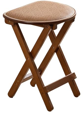 Sgabelli da Bar Pieghevole Imbottito, Sedie Pieghevoli con Cuscino in Rattan, Nessun Montaggio, per Cucina, Appartamento, Isola Esterna(Brown,Small)
