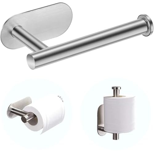 KIRZAX 1PCS Porte-Papier Toilette Autocollant,Acier Inoxydable Porte Rouleau Toilette,Sans Perçage,pour Salle de Bain et Cuisine,Buanderie,Les Chambres