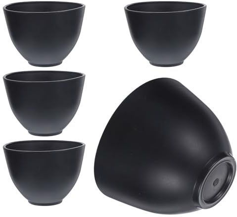 Alipis Juego de 5 Recipientes de Silicona para Mezclar Mascarillas Faciales Tamaño 105X7 CM Color Negro Ideales para Mascarillas Caseras y Productos de Spa