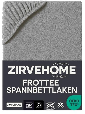 Frotte Spannbettlaken 140x200-160x200 cm - Winter Spannbetttuch Baumwolle Bettlaken warm Kuschelig Weiche Baumwolle Frottee Spannbettlaken für Matratzen bis 25 cm Höhe, Farbe Silber