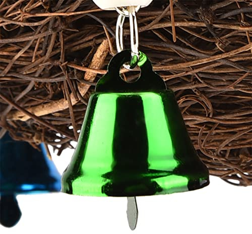 RASTKY Jaulas Colgantes para Nido de Paja para Pájaros y Loros con Campanas, Juguete para Escalar y Masticar, Juguete para Jaula para Loros Pequeños Medianos