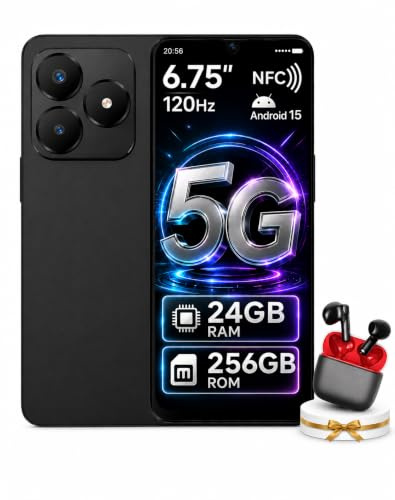 invens NOTE 5G Smartphone, Android 15 SIM Free & Unlocked Mobile Phone, 24GB RAM + 256GB ROM/1TB, 6.75 HD+ Display, 64MP+16MP Camera, 5280mAh/18W, Dual SIM/GPS/OTG/Face ID/Fingerprint/NFC