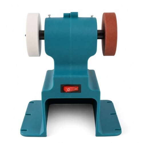 Elprico Mini Smerigliatrice da Banco a Batteria, Levigatrice Elettrica per Lucidatrice a Tampone da Banco Piccola 200 W 7000 Giri/min, con 2 Mole, per Batteria 18 V