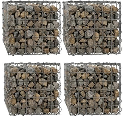 Woodside Gabion Basket Garden Mesh Wire Cage Pack of 4 30 x 30 x 30cm Heavy Duty Galvanised Steel Stone Baskets for Garden Walls, Raised Beds, Seating Areas, Landscaping & Outdoor Projects
