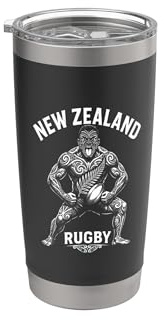 New Zealand Rugby Haka Warrior Maori Tattoo Silver Fern Art Stainless Steel Insulated Tumbler