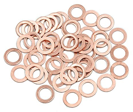 sourcing map Rondelle en Cuivre 50 Pièces 10mm Joint D'Étanchéité | Pour Bouchons Pour Carter, Raccords Hydrauliques, Haute Tension, Fixation, Véhicules, Bateaux, Appareils Électriques