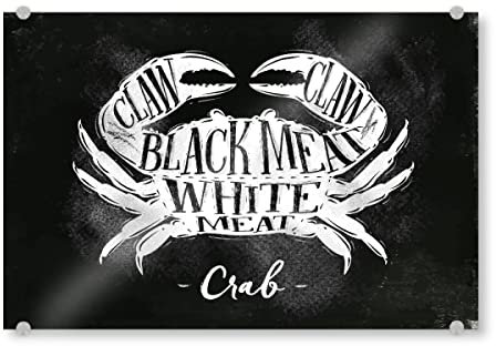 artboxONE Acrylglasbild 45x30 cm Tiere Crab Cutting Scheme Chalk Bild hinter Acrylglas - Bild Crab Black Butcher