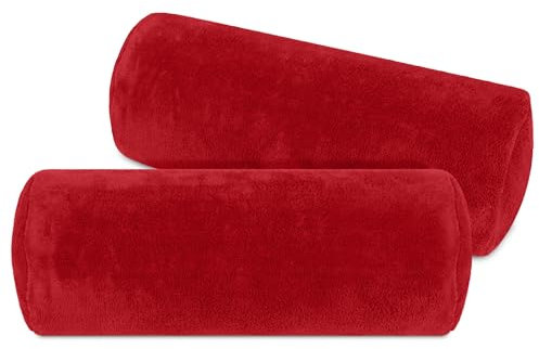 npluseins 2er Pack Kissenhüllen aus Coral-Kuschel-Fleece (2 Stück) 1257.1667, ca. 40 x 15 cm, Bordeaux