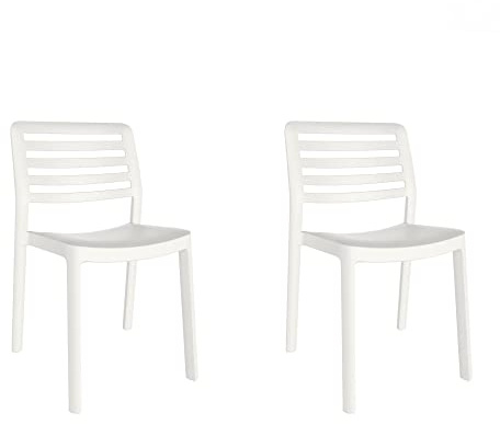 resol grupo GARBAR Wind Set 2 Stühle, für den Innenbereich, Außenbereich | Garten, Terrasse, Balkon, Wohnzimmer, Küche, Esszimmer | Design, leicht, stapelbar | Weiß