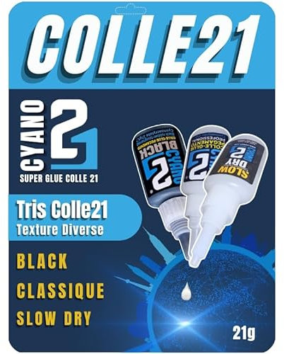 TRIS Super Colla Cianoacrilato Colle21 Nera - Colla Ciano Lenta Ammo Mig Slow Dry - Colle21 classica