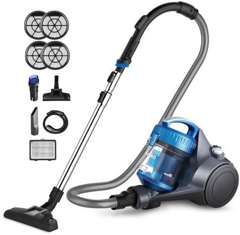 Eureka Bagless Canister Vacuum Cleaner, Lightweight Vac for Carpets and Hard Floors, w/Filter, Blue, Whirlwind NEN110B