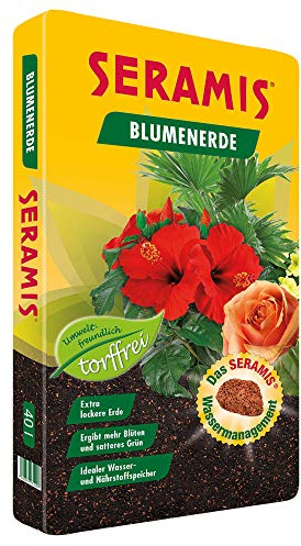 Seramis Torffreie Blumenerde, 40 l – lockere Erde mit Pflanz-Granulat zur Wasser- und Nährstoffspeicherung, für Grün- und Blühpflanzen