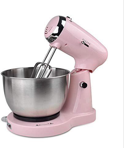 JHNEA Batidora Amasadora, Amasadora(350 W, con Bol de Acero Inoxidable de 3.2L, Amasador, Batidor, Varillas),Pink
