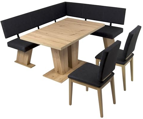 MSZ Design Eckbank Eckbankgruppe Essgruppe Verona 181 x 150 cm Artisan Eiche