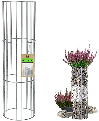 KADAX Colonne en acier, colonnes grillagées, colonnes en treillis d'acier, colonnes de grille d'origine, gabions décoratifs, gabions décoratifs, gabions, panier en pierre, panier métallique (M, ovale)