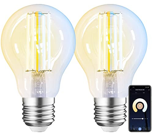 ANTELA Alexa Glühbirne E27 7W 806LM Smart WLAN LED Dimmbare Birne Lampe, Warmweiß (2700K) Kaltweiß (6500K) Licht Kompatibel mit Amazon Alexa, Google Home, 2 Stück