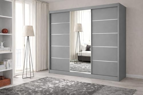 Modish Lyon 2 and 3 sliding door wardrobe (250cm, Grey)