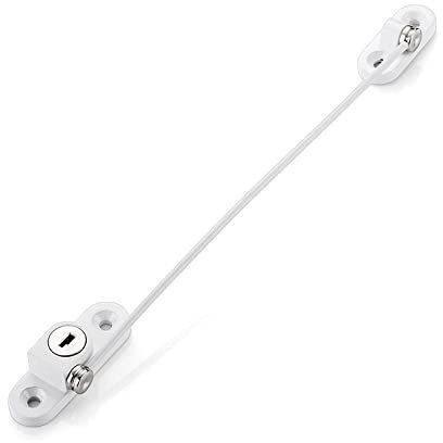 EYCFSJ Durable Slide Bolt 2Pcs Window Security Chain Lock Sliding Security Limiter Lock Stop Door Restrictor Anti Theft Locks Home Hardware Ordinary White