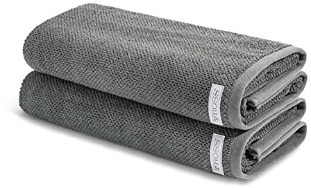 Ross - 2 teiliges Frottier-Set - Selection Bio-Baumwolle (2 X Duschtuch im Set) - 540 g/m2 - Baumwolle - Frottee - saugstark - weich und flauschig - Schiefer