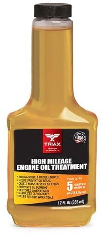 TRIAX Trattamento dell'olio ad alto chilometraggio, rivitalizzante di tenuta, inibitore di corrosione, stabilizzatore di viscosità, antiusura, 12 oz./355 ml (1 bottiglia)