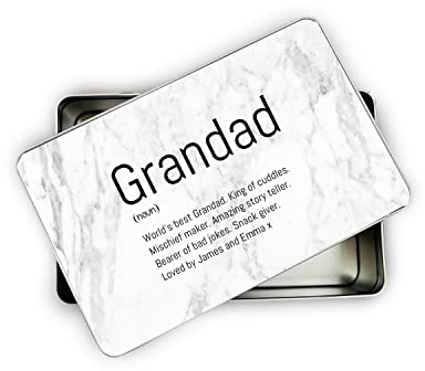 allaboutthebump Personalised Grandad Marble Sweet Biscuit Cookie Treat Tin for Dad | Grandad | Uncle (19.5cm x 12.5cm x 5.5cm) [Ideal Christmas, Fathers Day or Birthday Gift Present] Bits and Bobs