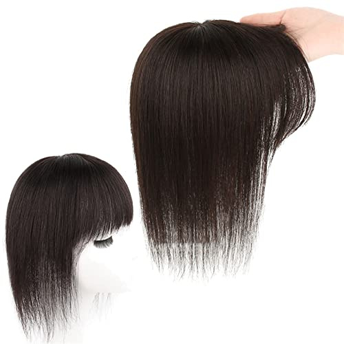MIYYO Haartopper Mit Pony for Frauen, 100% Echte Echthaarverlängerungen, 20/30 cm, Atmungsaktives Top, Toupet, 3 Clip-in-Haarteile for Dünner Werdendes Haar, Haarausfall, Graues Haar (Size : 30cm)