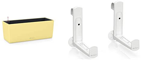 Lechuza BALCONERA Color 50 Komplettset Lemon & Balkonkastenhalter, Weiß, Hochwertiger Kunststoff, Für Innen- und Außenbereich, 19030