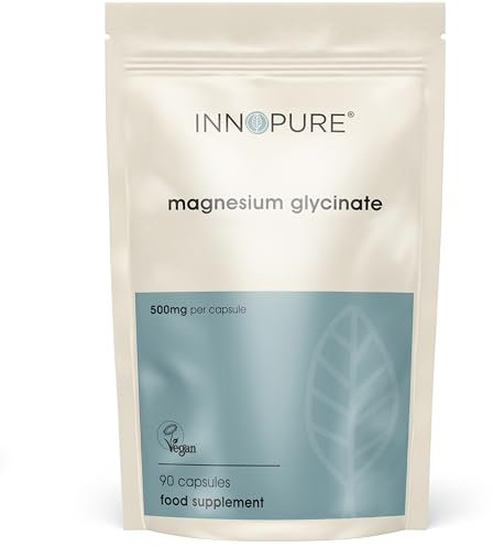 INNOPURE Magnesium Glycinate - 90 Capsules - Bioavailable Magnesium Supplements - 1000mg Per Serving (2 Capsules) Providing 200mg of Elemental Magnesium Bisglycinate Powder - Made in The UK