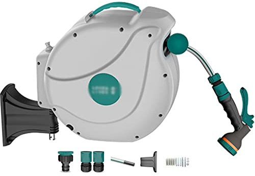 Schlauchtrommel Schlauchtrommel Mini Automatischer Teleskop Schlauchwagen, Gartenschlauch Aufbewahrungsartefakt, Wandschlauchtrommel, 180° Drehung (Color : Gary, S : Hose Reel+20m Pipe)