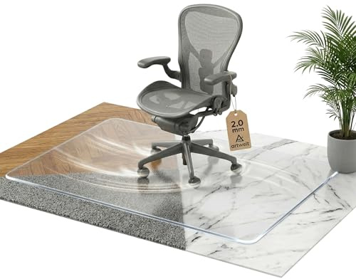 Artwelt Bodenschutzmatte Bürostuhl Transparent 2mm Bodenmatte 140X100cm
