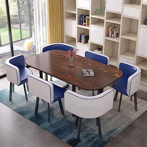 MAxba Blau Konferenztisch for 4-6 Esstisch mit 6 Stühlen, Couchtisch Verhandlungstisch Empfangtisch küchentisch, Tischplatte aus Holz (Color : Blue 5)