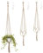 JZK Lot de 3 suspensions en macramé de 90 cm, 100 cm, 120 cm, avec Crochet, en Corde de Jute, avec Pompon, Panier Suspendu pour Plantes d'intérieur