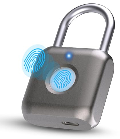 Anweller Fingerabdruck Schloss, Smart Vorhängeschloss Klein für Gym, Büro, Schrank u.v.m
